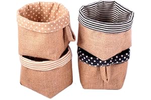 MARGUERASW Lot de 4 sacs de rangement à suspendre, en coton et lin, panier de rangement pliable avec poignée pour jouets, maquillage, petites affaires, clés (style C)