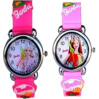 TCT(R-TM) Barbie Princes Cartoon Style Kids Like Round Dial Analog Pink Combo Watches