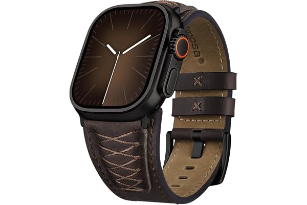 Fullmosa Top Grain Läder Ersättningsband för Apple Watch | Passar iWatch Ultra/SE Series12 11 10 9 8 7 6 5 4 3 2 1, läderersättningsrem armband, män kvinnor