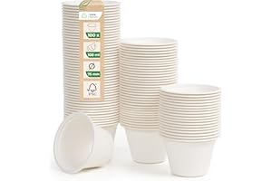 Love Nature Pot Sauce 100 ml - 100 Pieces Pot a Sauce a Emporter - Vaisselle Jetable en Pulpe de Canne