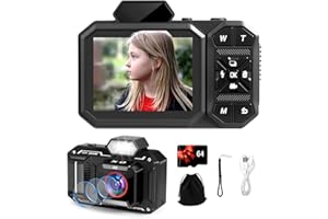 Macchina Fotografica Digitale, Bextgoo Fotocamera 4K per Vlog con Scheda da 64GB, Fotocamera con Autofocus da 48MP, Zoom 12X, Flash e Anti-Shake, Fotocamera Digitale Compatta per Adulti e Adolescenti