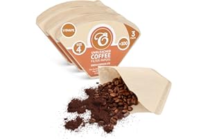 300 Size 4 Coffee Filter Paper Cones, Unbleached by EDESIA ESPRESS