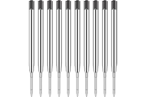 RUNFENG 10er-Set Großraumminen für Kugelschreiberminen Großraumminen Metall Ersatzminen für das G2-Format,Kompatible Minen 1,0mm Strichstärke M,Ersatzminen - Kugelschreiber Minen Schreibfarbe Schwarz