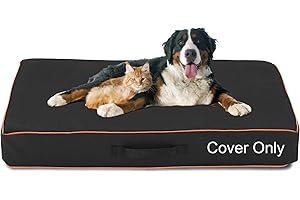Leberna Waterproof Dog Bed Cover Washable, Heavy Duty Durable Oxford Universal Pet Dog Bed Replacement Protector Cover (Black, Large(44" L × 32" W × 4" H))