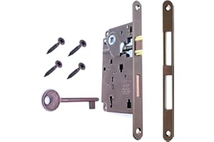 GAMOBIFER Serratura Porta Interna AGB Serie CENTRO. Entrata 50, Interasse 90. (Fronte 18x196, SCROCCO CATENACCIO CHIAVE, BRONZATO)