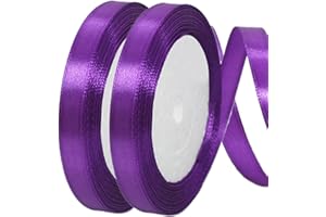 YAYAFUNFUN 44m Ruban de Satin Violet Gros 10mm,Ruban Satin Ruban Cadeau Emballage,Ruban Bouquet Mariage,Ruban Tissu pour Couture,Nœuds,Noel,Artisanat,Voitures,Gâteau,l'artisanat de Décoration de la Maison