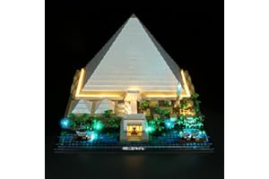 BRICKBLING Kit d'éclairage LED pour Lego Cheops Pyramide (sans kit Lego, lumières seulement) - Kit d'éclairage DIY pour l'architecture Lego Great Pyramid of Giza 21058