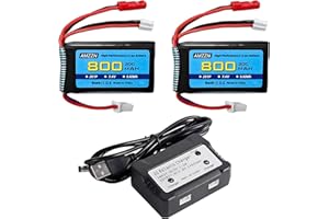 AMZZN 2 Unidades 7,4V 2S 30C 800mAh Lipo batería JST Enchufe y Enchufe PH2.0 con Cargador 2 en 1 Adecuado para vehículos SCX24 RC, Compatible con la mayoría de los Camiones RC y Drones