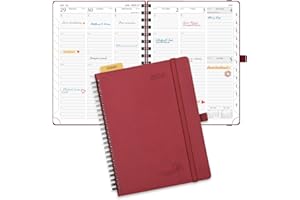 POPRUN Diary 2026 Week to View A5 (22x16.5 cm) Soft Cover Spiral Diary 26 Appointment Vertical Weekly Work Planner, Monthly Tabs, 100GSM Paper (Burgundy)