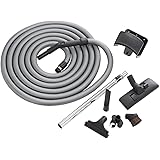 crossvac Set di Tubi per aspirapolvere centralizzato con Accessori - Tubo Flessibile Senza on/off 9 Metri - Adatto a Molte Ma