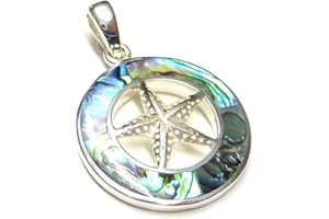 Kettenanhänger, Anhänger Silber, Motiv Seestern, mit Abalone Muschel, aus 925% Sterling Silber gearbeitet, Geschenk, für Tierschützer und Taucher