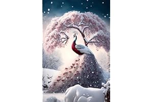AIKEWO Peacock Diamond Painting Kits for Adults, DIY Winter Peacock Diamond Art Kits for Adults, Round 5D Paint with Diamonds Pictures Gem Art Painting Kits DIY Adult Crafts 12x16inch