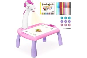 MOMSIV Proyector de seguimiento y dibujo para niños, mesa de proyector de dibujo para niños con 72 patrones coloridos, juguete para niños y niñas