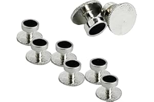 SIMPSON & RUXTON Hoesh Men's Silver & Black shirt studs Set - 6 Pack Gift Box Shirt Stud, cufflinks, boyfriend, husband birthday gift for him, christmas present