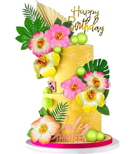 Sommer-Kuchendekoration Set – Mit Kokosbaum, Hibiskusblüten, Seestern & Mehr Für Hawaii-Partys