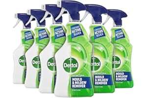 Dettol Mould Spray, Multipack of 6 X 750ml, Total 4L, Mould Remover, Mould Spray, Bleach Spray, Bathroom Mould Remover, Antibacterial, Disinfectant Sprays, Household Cleaners