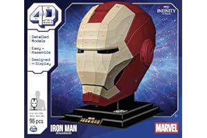 4D BUILD Puzzle 4D, 96-częściowy zestaw do modelowania Iron Man Marvel Puzzle ze stojakiem, żelazny hełm dekoracja stołu, puzzle 3D dla dorosłych i nastolatków, 12+ lat