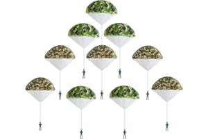 SUNNEE Parachute Toy Tangle Free Throwing Parachute Men Outdoor Hand Throw Flying Toys No Battery nor Assmbly Reauired (10pcs, Camo+Army Green)