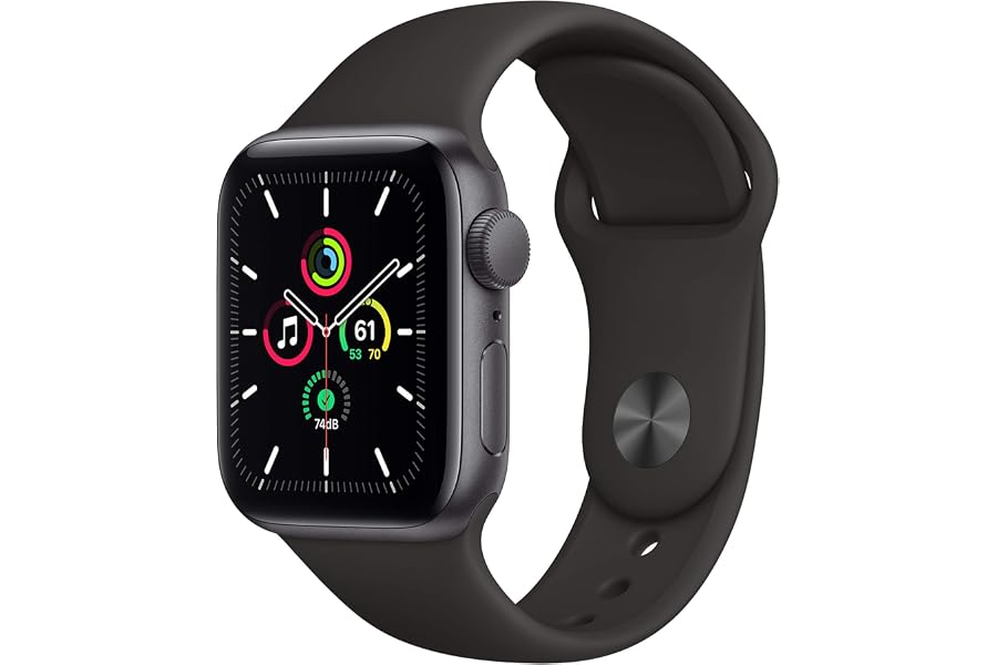 Apple Watch SE 2020 (GPS, 40MM) Aluminiumgehäuse Space Grau mit Schwarz Sportarmband (Generalüberholt)