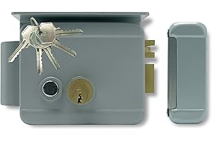 Extel - Serratura elettrica - WE 5001/2 BIS, per apertura sinistra o destra, protetta da una visiera. in acciaio spesso, laccato. con memoria di chiamata - 150011, grigio