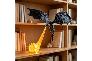 Dragon Flame Book Nook, Halloween Nooklight Bookshelf Lamp Floating Wings(Lighted Red Fire)