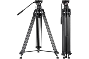 Cayer Video Tripod System, BV30L 72 pollici - Treppiede in tubo doppio di alluminio per impieghi gravosi professionale, testina fluido K3, caricamento massimo 13,2 lb, camcorder DSLR