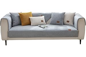 VanderHOME Antideslizante Funda de sofá Cachemira Cubre sofá Cojín de sofá Felpa Gruesa Otoño Invierno Escudo Funda para sofá ProteccióN Muebles Sala Estar 45 * 45cm-Gris-Fundas de Almohada(2 Piezas)