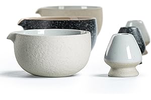 TEANAGOO Japanese Natural Rock Texture Matcha Chawan con frusta, 510 ml. K13, Lt. Grey, Ciotola da tè Matcha, Ciotola in ceramica, Ciotole da tè per Matcha, Ciotola Matcha in ceramica