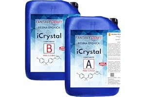 FANTASY CRAFT I-CRYSTAL RESINA EPOXI 7500 Gr. Para Manualidades y arte, encapsulados, mejor calidad/precio, resina de curado mas rápido que las standards (7500gr)