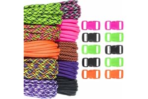 CRAFT COUNTY Craft de 30,5 m 550 Paracord Artisanat kit – Neuf Couleur Sélection – Couleurs vives et boucles – Idéal pour tous les ges et niveaux – Créez coloré Paracord Bracelet, cordon, projets de porteclés,