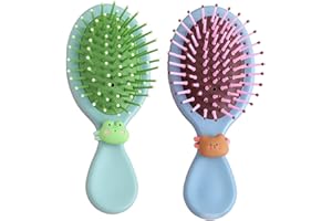 VEXQUIVERA 2Pcs Toddler Hair Brush Kids Hair Brush Set,Massage Comb Small Hair Paddle Brush for Thick Curly Thin Long Short Wet or Dry Hair Provide Effective Way for Daily Hair Care(Little Bear and Little Frog).