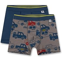 Sanetta Jungen-Hipshorts 2er-Pack – Grau Mit Autos & Dunkelblau, Bio-Baumwolle, Nachhaltig