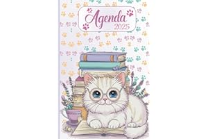 Agenda settimanale 2025: con gatti da Gennaio a Dicembre 12 mesi, settimana su due pagine in orizzontale. Formato A5, Italiano. Planner mensile, ... Design vintage, regalo utile per tutti.