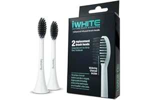 iWhite Cabezales de Cepillo de Dientes de Repuesto x2 ud - Para el Cepillo iWhite Sonic - Cerdas con Carbón Activo para Eliminación de Placa y el Blanqueamiento Instantáneo de Los Dientes