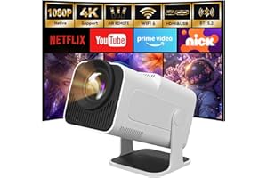 HY320 Proyector con Android TV, Soporte Nativo 1080P 4K, Vision Proyector portátil, Conexión bidireccional con WiFi y Bluetooth, LYNCAST