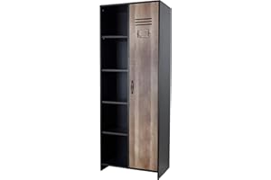 House & Homestyle Industrial Design Black/Brown 1 Door Bedroom Storage Wardrobe