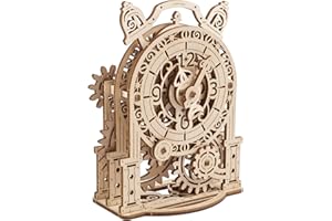 UGEARS Réveil Vintage Puzzle 3D Bois - Maquette Mecanique en Bois a Construire - Horloge mécanique Puzzle 3D Kit - DIY Casse Tête Jouet Horloge pour Adultes et Enfants