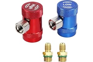 DIYARTS 2Pcs Ajustable Acopladores Rápidos Conector Adaptador Alta/Baja Presión para Sistemas Refrigeración Aire Acondicionado de Auto Vehículo R1234YF Fluoruro