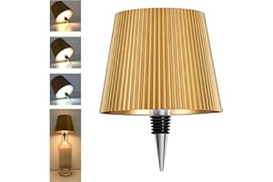 Nixtrve LED Flaschenlampe Kabellos mit Touch, 3 Farben Stufenlos Dimmbar Flaschenleuchte, Tragbare Akku Tischlampe für Flaschenaufsatz, Deko & Outdoor (Gold)
