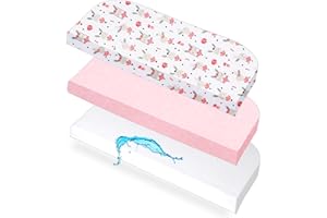 Lovely Hippo 2 x Fitted Sheets 50 x 89 cm Compatible with BabyBay + 1 x Mattress Protector - Baby Fitted Sheet Compatible with Maxi, Boxspring, Comfort, Comfort Plus, 100% Cotton (Dancer Rose, 50 x 89
