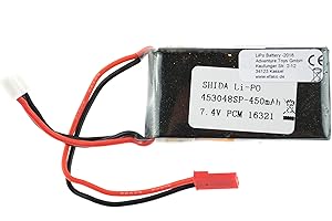 EFASO Akku 2S 7,4V 450 mAh Lipo Akkuppack JST Stecker 7,4 V Akkublock Ersatzbatterie RC Akku 56x30x9 mm