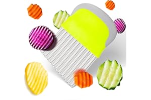GrünWerk Cortador De Patatas, Inoxidable Cortador Ondulado para Patatas, Mango Plástico, Profesional Corta Patatas, Verduras, Ensaladas Y Frutas Cortador Patatas Fritas