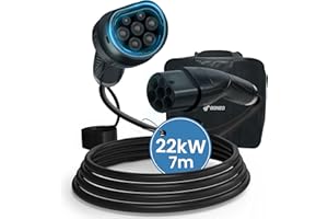 ‎GONEO GONEO Typ 2 Ladekabel - 22KW 7M 32A, Ladekabel Elektroauto Typ 2 3-Phasig für E Auto EV/PHEV, Typ 2 auf Typ 2 Mennekes Mode 3 Ladekabel mit Tasche, Geeignet für Model S/3/X/Y, e-Golf, ID.3, i3/i8