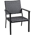 C-Hopetree Outdoor Lounge Chair for Outside Patio Porch, Metal Frame, Black All Weather Wicker