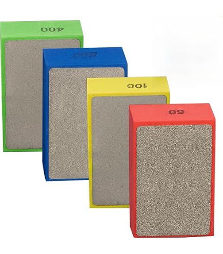 Lot De 6 Blocs De Ponçage Diamantés BORISCA - Grain 60 à 1000 Pour Carrelage, Pierre, Verre Et Métal