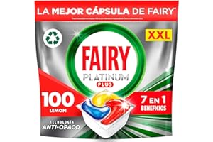 Fairy Platinum Plus Todo en Uno Pastillas Lavavajillas, 100 Capsulas Lavavajillas (5 x 20), Limpieza Profunda y Extra Brillo, Fragancia Limon
