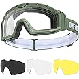 OneTigris Airsoft Goggles, Tactical Shooting Glasses with 3 Interchangable Lens, UV Protection Anti Fog Paintball Glasses for Paintball, Riding, Shooting, Hunting, Cycling