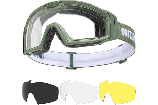 OneTigris Airsoft glasögon, taktiska skyddsglasögon med 3 utbytbara objektiv, jaktglasögon med CE EN166 och ANSI Z87.1, Airsoft glas för paintball, jakt, CS, cykling, utomhus