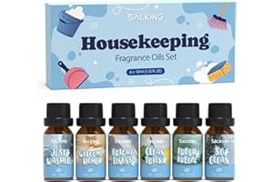 SALKING Faire le ménage Huiles Essentielles, 6x10ml Entretien ménager Huile Essentielle pour Diffuseurs,Bienvenue à la maison,Des draps éclatants, Conseils de propreté, Une brise fraîche, Si propre