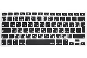 MiNGFi Protection Clavier Silicone Russe pour MacBook Pro 13" A1278 A1425 A1502 (2008–2017), Air 13" A1369 A1466 (2010–2017), Pro 15" A1398 A1286 (2008–2015), Pro 17" A1297 (2011) EU/ISO - Noir